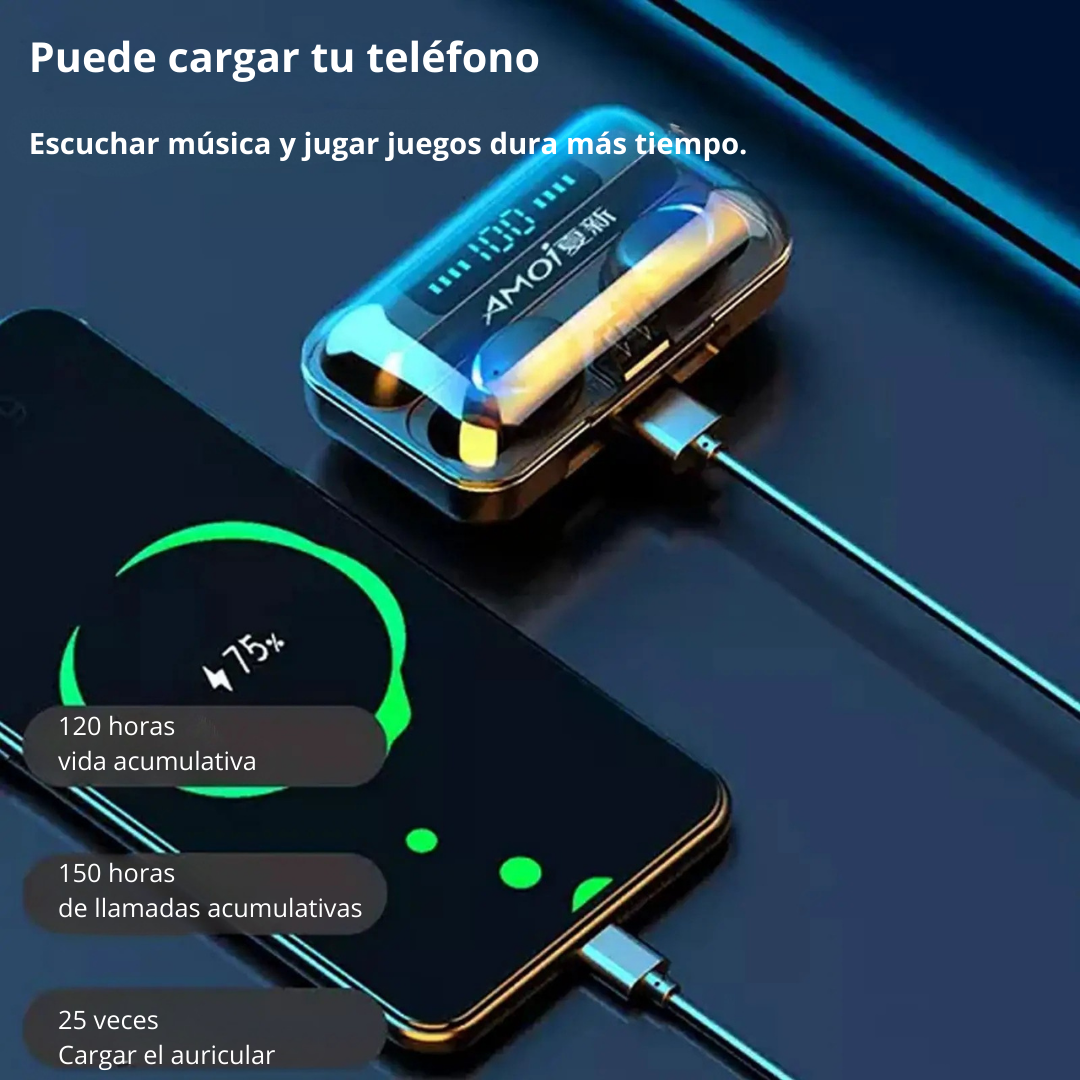 Auriculares inalámbricos deportivo control táctil con pantalla LED