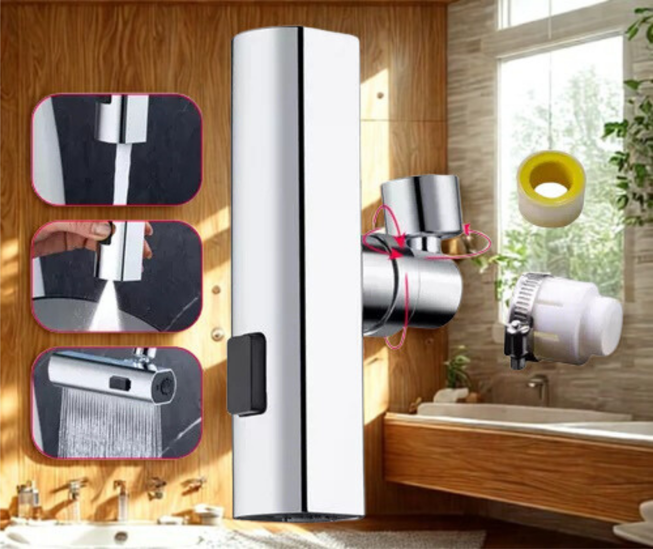 Grifo giratorio con cascada para extensión 4en1