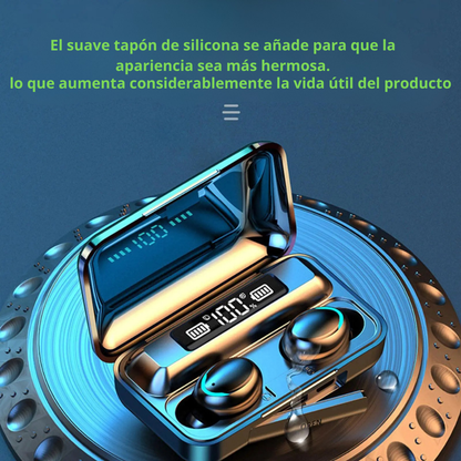 Auriculares inalámbricos deportivo control táctil con pantalla LED