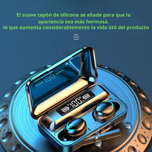 Auriculares inalámbricos deportivo control táctil con pantalla LED
