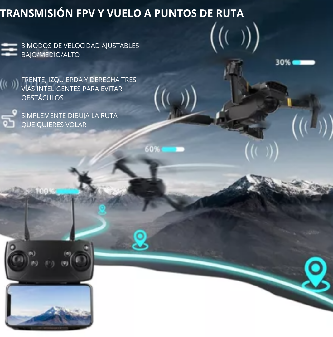 Mini Dron con doble cámara 4K + Maletín Gratis